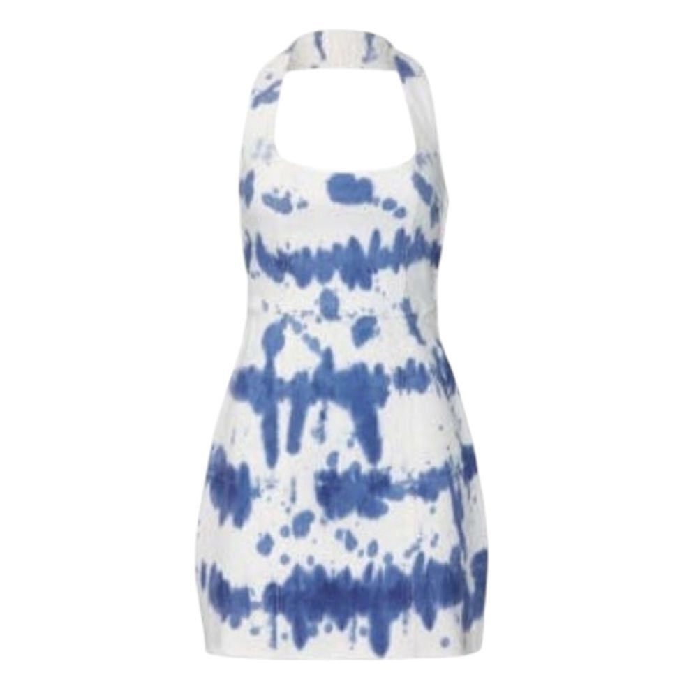 Show Me Your Mumu Denim Duncan Halter Dress Medium
